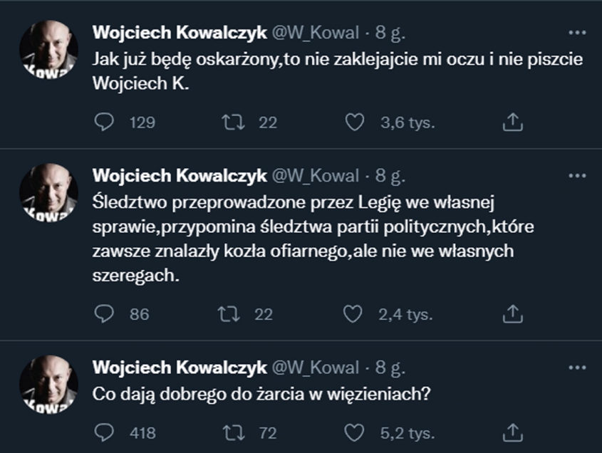 Reakcja Wojciecha Kowalczyka na oświadczenie Legii... :D